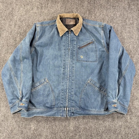 VF Jeanswear Jacket Mens XL Blue Denim Corduroy Collar Workwear Western Lined - Picture 1 of 15